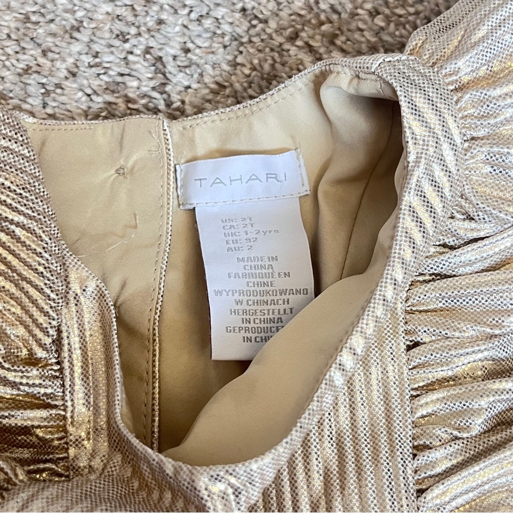 2T Gold Shimmer Tahari Holiday Dress - Picture 4 of 8